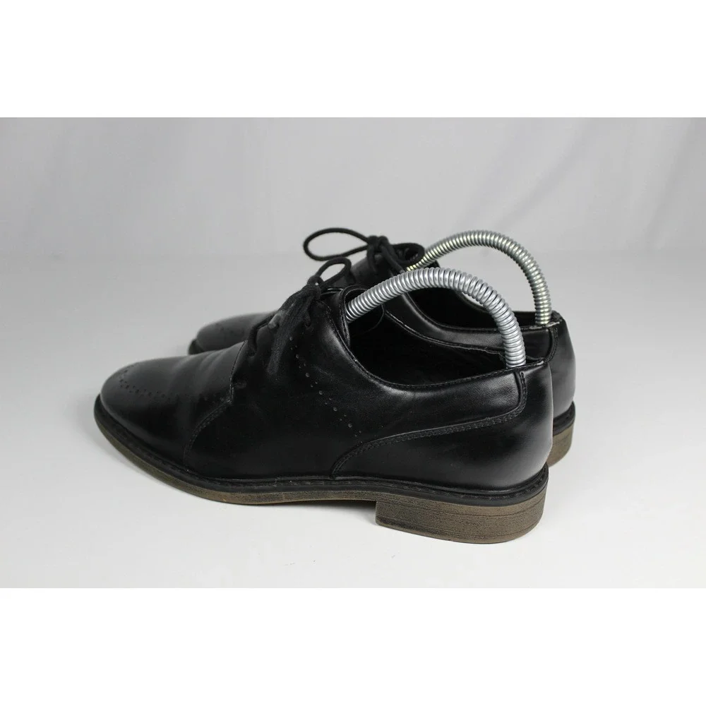 Borelli Kids Black Lace Up Dress Shoes Perforated Toe Oxford Derby Size 4